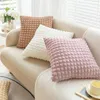Pillow Cover For Sofa El Pillowcase 45 45cm Elastic Puff Plaid Covers Home Decorative Solid Color Throw Case