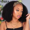Afro Crépus Bouclés Cheveux Humains Bandeau Perruque Pour Les Femmes Noires 180% Densité Sans Colle Brésilienne Remy Pleine Machine Fait Cheveux YARRA 240314