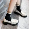 Klädskor botten kvinnor zapatos para mujeres svarta pumpar tjock medelhälsa rund tå liten läder stor storlek