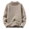 Suéter masculino meia gola alta suéter veludo inverno malhas coleção cor sólida para casual