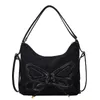 Drawstring Butterfly Pattern Women's Bag Designer Retro Faux Sede Backpacks For Students Large Capacity Shoulder Crossbody