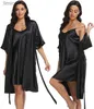 Vêtements de nuit pour femmes Femmes Soie Satin Pyjamas 2pcs Sexy Silky PJ Robe Ensemble avec Chemise NightgownC24319