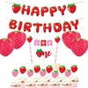 Party Decoration 1Set Strawberry Paper Banner Lanterns With Cake Topper For Kids 1st Summer Birthday Supplies