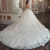 2024 Boho dentelle robe de mariée grande taille mariée longue maille dentelle manches a-ligne robes plissées bouton dos robes de mariée grande taille jardin Tulle balayage train robe de mariee