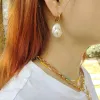 Boucles d'oreilles à breloques baroques pour femmes, grandes perles, perles de cristal colorées, décoration, accessoires Boho, bijoux de fête et de Banquet, 2022