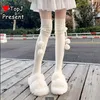 Women Socks Women's Lolita Y2k Punk Gothic Harajuk Girls JK Medium Milk White Long Tube Ball Knee Length Set Warmers Cover