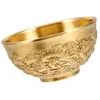 Bowls Lucky Double Dragon Bowl Office Desktop Decoration Brass Treasure Money Basin Gold