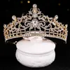 Tiaras nya bröllop hårtillbehör lyxiga rosa strass kristall pärla krona handgjorda tiara brud krona hår tillbehör drottning tiara y240318