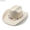 Cappelli a tesa larga Cappelli da cowgirl di lusso a secchiello per uomo accessori da cowboy eleganti da donna gentiluomo jazz country Retro 240319