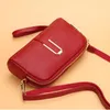 Shoulder Bags High Quality Genuine Leather Women Clutch Wallet Small Crossbody Real Mobile Phone Double Zipper Money Purses