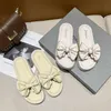 HBP Pantoufles d'été sans marque pour femmes, vêtements d'extérieur, fond plat, doux, visage plat, sandales à la mode, chaussures de marche avec nœud supérieur