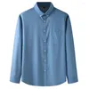 Camisas casuais masculinas cor denim camisa de manga comprida 10xl 8xl 7xl 6xl 5xl luz azul escuro lapela tamanho grande blusas masculinas topos