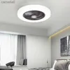 Elektrikli fanlar Akıllı Tavan Fan Fanlar Işıklar Uzaktan Kumanda Yatak Odası Dekor Ventilatör Lambası 52cm Hava Görünmez Bıçaklar Geri Çekilebilir Silentc24319