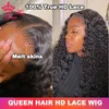 Synthetic Wigs Synthetic Wigs Queen Hair Deep Wave Real HD Lace Wig 13x6 13x4 Full Frontal 4x4 5x5 6x6 HD Closure Wig 100% Human Raw Hair Pre Plucked Lace Wig 240329