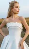 Axelfri Fairy Flowers A Line Wedding Dresses Boho Garden Bridal Glows Sexig High Sweep Train Simple Bride Women Marriage Robes de Mariee Yd