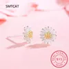 Stud Küpe Authentic 925 STERLING Gümüş Küçük Çiçek Daisy Kadınlar için Çocuklar Çocuk Doğum Günü Hediye Takı 3574