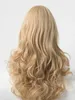 Perruques synthétiques perruques en dentelle 24 pouces perruque femme réaliste casque naturel blonde longue frange bouclée perruque 240329