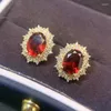 Kolczyki na biżuterię Naturalne czerwone kolczyki z granatem luksusowy styl 6 8 mm 1,5ct 2pcs kamień szlachetny 925 Srebrny srebrny L243103