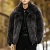 Vestes d'hommes hommes manteau de fourrure véritable veste d'hiver avec fermeture à glissière revers court pour