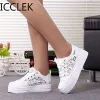 Shoes Women Shoes Fashion Summer Casual Shoes White Sneakers Cutouts Lace Canvas Hollow Breathable Platform Sneakers Tenis Feminino