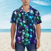 Camicie casual da uomo Camicia Hawaii Vacanza Perline colorate Stampa Camicette Mardi Gras Art Vintage Uomo Manica corta Top eleganti