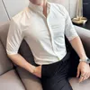Camicie casual da uomo Plus Size 4XL Smoking mezza manica estiva per abbigliamento da uomo 2024 Semplice All Match Solid Business Abbigliamento formale Slim Fit