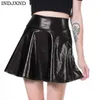 Jupes Skorts INDJXND été Sexy Laser taille haute mini jupe Club fête danse brillant holographique métallique plissé décontracté solide noir bas 240319