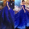 Benutzerdefinierte Luxus Dubai Strass Spitze Abendkleid 2019 Perlen Kristall Applikationen Schulterfrei Ballkleid Abendkleider Wunderschöne Engagemen1693164