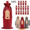 Placemats 16-delig linnen wijnflestasset hoeslabel rood verpakking bruiloft