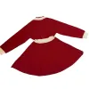 Baby Meisjes Jurk Kinderen Revers Geplooide Jurken College Kleding Met Lange Mouwen Shirt Rood Kinderen Casual Rokken Kleding Preppy Stijl Kinder Baljurk CYD24031902-6