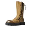 Botas Moda Luxo Mens Joelho Alto Couro Genuíno 2024 Primavera Elegante Laces Qualidade Estilo Britânico Partido Social Sapatos Homem