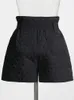 TWOTYLE Wintershorts voor dames Hoge taille Patchwork Zak Minimalistisch Patchwork Trekkoord Casual korte broek Vrouwelijke 240319