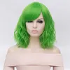 Synthetic Wigs Cosplay Wigs MSIWIGS Short Cosplay Wave Wigs for Women Red Wig with Side Bangs Green Synthetic Hair Wig Heat Resistant 240329