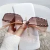 Designer Glasses New Frameless Cut Edge Womens Sunglasses Advanced Gradient Pigment Color Uv Resistant