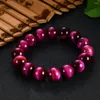 Brin pierre naturelle perle Rose rouge oeil de tigre Bracelets hommes perlé bouddha bracelet pour femme Yoga Bijoux faits à la main Homme Bijoux