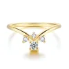V Formringar för kvinnor Enkel unik liten Zircon 3 Färg Dagliga födelsedagspresenter Finger 14K Gold Ring Fashion Jewelry 913
