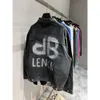 B Family Night Glow BB Graffiti Paris Band Broken Hole Denim Casual Fashion Brand Coat