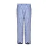 Women's Pants Calf Length For Women Casual Summer Loose Plaid Print Elastic Waist Capris Trousers Solid Color Wide Leg Cropped