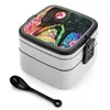 أواني مدينات Glittercrow Bento Box Box Lunch-Problaring Square مع مقصورة Crow Bird Animals Feathers عيون زاحفة زاحفة ملونة