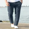 Pantaloni da uomo in cotone e lino primaverili ed estivi Pantaloni da uomo traspiranti in tinta unita autunno Fitness Streetwear S3XL 240313