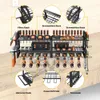 Neepiar Power Organizer Montaggio a Parete Organizzazione del Garage Scaffale per Utensili in Metallo Resistente con Portabatterie Scaffale di Stoccaggio Portatile per Trapano a Batteria (8 Trapani)