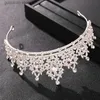 Tiaras bröllop hår tillbehör headpieces huvud smycken bröllop hår tiara kristall brud tiara krona silver färg diadem slöja tiaras y0319