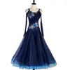 Scene Wear Ballroom Dance Dresses Långärmad Foxtrot Dancing kjol Kvinnor Waltz Dress MQ117 Lilac Navy Blue Red