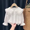 Girls Clothing 12M-6Y Childrens Spring Autumn Thin White Shirt Cardigan Baby Casual Long-sleeved Shirt 240314