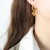 Pendientes colgantes Amaiyllis 18K oro moda geométrica exagerada amor melocotón corazón colgante ganchos para las orejas nicho Hip Hop Punk Girl