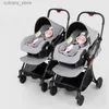 Poussettes # Twins Poussette bébé avec sièges auto 0-3 ans poussette bébé légère 3in1 quatre roues absorption des chocs pliante pour deux bébés L240319