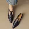 Casual Schoenen Vrouwen Platte 2024 Lente Mode T-bandjes Oxford Voor Vrouw Loafers Vrouwelijke Retro Parels Puntige Lage pompen