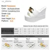 Dress Shoes Dress Shoes Slippers New Chain Style Outdoor Women 2022 Summer High-heeled 9CM Casual Fashionable And Comfortable Wedges Sandals White 7TWA H240321