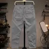 Herenbroek mannen casual broek zacht ademende negende met knop ritssluiting sluiting zakken midden taille vaste kleur