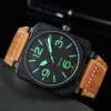 2023 Beller Новые мужские наручные часы Мужчина Автоматические механические часы Bell Brown Leather Black Ross Rubber Ristames Gift BR02